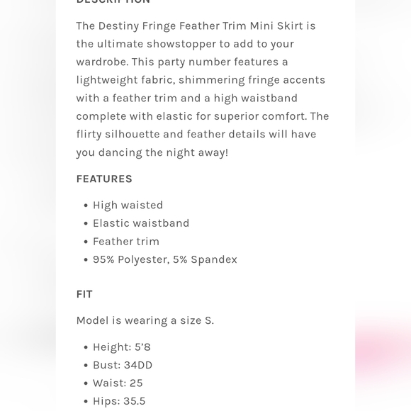 La' Ros feather fringe skirt Sm - Picture 9 of 10